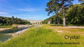  Presentation with aqueduct - Slides enhanced with three-tiered aqueduct pont du background and a  colored foreground