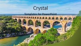  Presentation with aqueduct - Cool new presentation theme with three-tiered aqueduct pont du backdrop and a light blue colored foreground