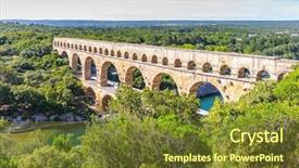  Presentation with aqueduct - Presentation theme enhanced with three-tiered aqueduct pont du background and a  colored foreground