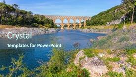  Presentation with aqueduct - Amazing slide deck having three-tiered aqueduct pont du backdrop and a  colored foreground