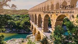  Presentation with aqueduct - Audience pleasing PPT theme consisting of three-tiered aqueduct pont du backdrop and a coral colored foreground