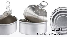  Presentation with three - Cool new theme with three tin cans file contains backdrop and a light gray colored foreground