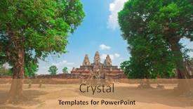  Presentation with towers - Colorful presentation theme enhanced with three-towers-and-long-stairs backdrop and a coral colored foreground