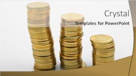  Presentation with towers - PPT layouts with three towers of golden polish two zloty coins background and a white colored foreground