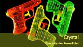 Presentation with guns - Presentation design featuring three toy squirt guns isolated background and a tawny brown colored foreground