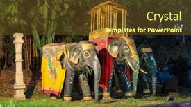  Presentation with elephants - PPT theme enhanced with three-traditional-elephants-statues background and a tawny brown colored foreground