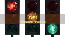  Presentation with green traffic light - Beautiful presentation design featuring three traffic lights with red backdrop and a tawny brown colored foreground