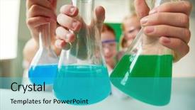  Presentation with chemical - Audience pleasing slide deck consisting of three tubes with chemical liquids backdrop and a cyan colored foreground