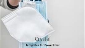  Presentation with masks - Colorful slide deck enhanced with three-type-of-medical-masks backdrop and a light gray colored foreground