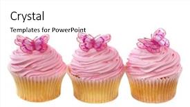  Presentation with butterflies - Slide deck featuring three vanilla cupcakes decorated background and a white colored foreground