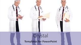  Presentation with lab coat - Amazing PPT theme having three-views-of-a-mature backdrop and a light blue colored foreground