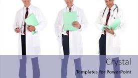  Presentation with lab coat - Slide set consisting of three-views-of-a-mature background and a coral colored foreground
