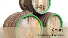  Presentation with wine beer spirits - PPT layouts featuring three vintage beer barrels background and a  colored foreground