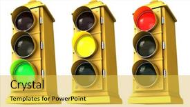  Presentation with traffic signal - Amazing slide deck having three vintage downtown traffic light backdrop and a yellow colored foreground