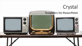  Presentation with technology old vintage television - Colorful PPT theme enhanced with three vintage televisions isolated backdrop and a white colored foreground