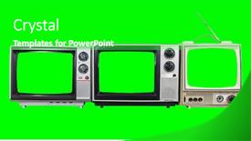  Presentation with key - Colorful presentation enhanced with three-vintage-televisions-with-chroma backdrop and a shamrock green colored foreground
