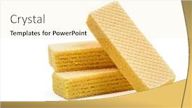  Presentation with biscuit - Colorful presentation design enhanced with three wafer sticks crispy biscuit isolated on white background with clipping path backdrop and a blonde colored foreground