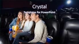  Presentation with cinema film processing - Amazing presentation theme having three watching film in cinema backdrop and a  colored foreground