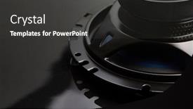  Presentation with audio speaker - Colorful slide set enhanced with three-way-speaker-system-coaxial backdrop and a dark gray colored foreground