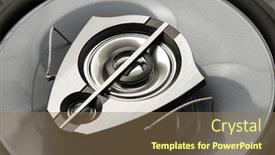  Presentation with audio speaker - Colorful PPT theme enhanced with three-way-speaker-system-coaxial backdrop and a coral colored foreground