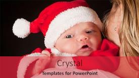  Presentation with baby christmas - Presentation theme featuring three weeks old newborn baby in santa christmas suit background and a red colored foreground
