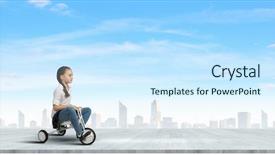  Presentation with preschool - Audience pleasing theme consisting of three wheeler - little cute girl of preschool backdrop and a cool aqua colored foreground