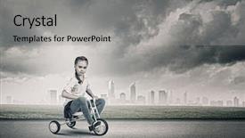  Presentation with preschool diversity - Slide deck with three wheeler - little cute girl of preschool background and a  colored foreground