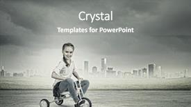  Presentation with preschool - PPT theme with three wheeler - little cute girl of preschool background and a  colored foreground