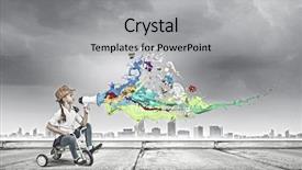  Presentation with preschool brain - PPT theme enhanced with three wheeler - little cute girl of preschool background and a  colored foreground