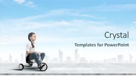  Presentation with preschool - Cool new PPT theme with three wheeler - little cute girl of preschool backdrop and a sky blue colored foreground