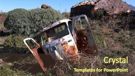  Presentation with moto - PPT theme having three wheeler - old moto ape abandoned near background and a  colored foreground