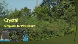  Presentation with rickshaw - Theme consisting of three wheeler - rickshaw in jungle background and a tawny brown colored foreground