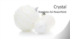  Presentation with white christmas - Beautiful theme featuring three white different sparkling balls backdrop and a  colored foreground