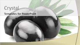  Presentation with olive - Presentation theme enhanced with three-whole-black-olives background and a white colored foreground