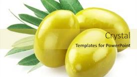  Presentation with olive green - Presentation theme having three-whole-green-olives background and a yellow colored foreground