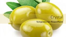  Presentation with green leaves - PPT theme with three-whole-green-olives background and a yellow colored foreground