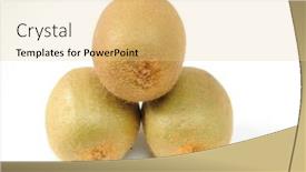 Presentation with kiwi - PPT theme having three whole kiwi isolated on white background and a blonde colored foreground