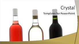  Presentation with white wine and red - Cool new slide set with three wine bottle red white backdrop and a white colored foreground
