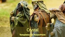  Presentation with kings - Beautiful PPT theme featuring three wise kings focus backdrop and a tawny brown colored foreground