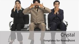  Presentation with evil - Colorful slide deck enhanced with three wise men - business executives signing see no backdrop and a light gray colored foreground