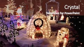  Presentation with christmas lights - Cool new PPT layouts with three wise men - outdoor christmas decoration lights backdrop and a tawny brown colored foreground