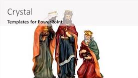  Presentation with ceramic - PPT layouts consisting of three-wise-men-ceramic-figures background and a sky blue colored foreground