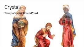  Presentation with white figure graphics - PPT layouts consisting of three wise men ceramic figures background and a white colored foreground