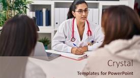  Presentation with doctor and patient medical consultation - Presentation theme consisting of three-woman-doctor-and-patients background and a soft green colored foreground