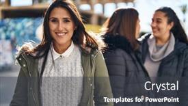  Presentation with three - PPT theme with three-woman-mother-and-daughters background and a dark gray colored foreground