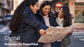  Presentation with three - PPT theme enhanced with three-woman-mother-and-daughters background and a dark gray colored foreground