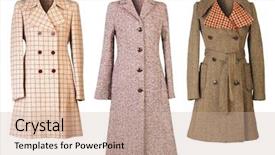  Presentation with coats - Beautiful slide set featuring three woman winter coats isolated backdrop and a soft green colored foreground