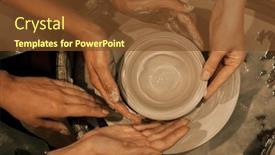  Presentation with women making - Presentation enhanced with three-women-are-working background and a tawny brown colored foreground