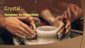  Presentation with hobbies - Presentation theme with three-women-are-working background and a tawny brown colored foreground