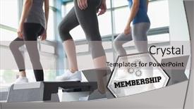  Presentation with membership - Cool new presentation theme with three women in aerobics class backdrop and a light gray colored foreground